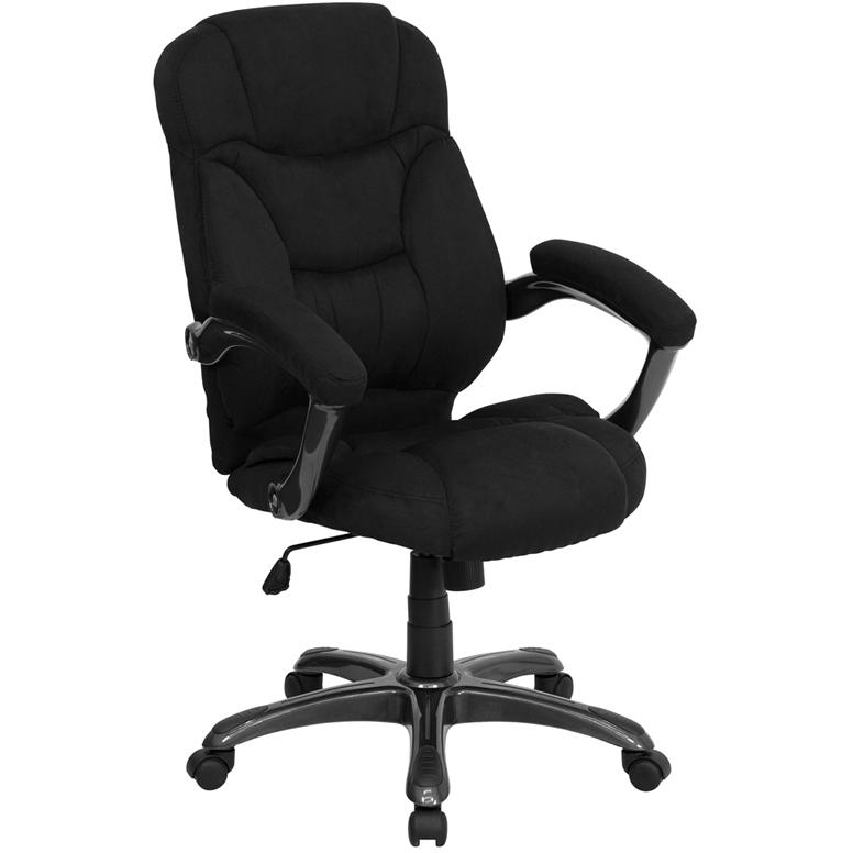 High Back Black Microfiber Contemporary Executive Swivel Ergonomic Office Chair with Arms. Picture 1