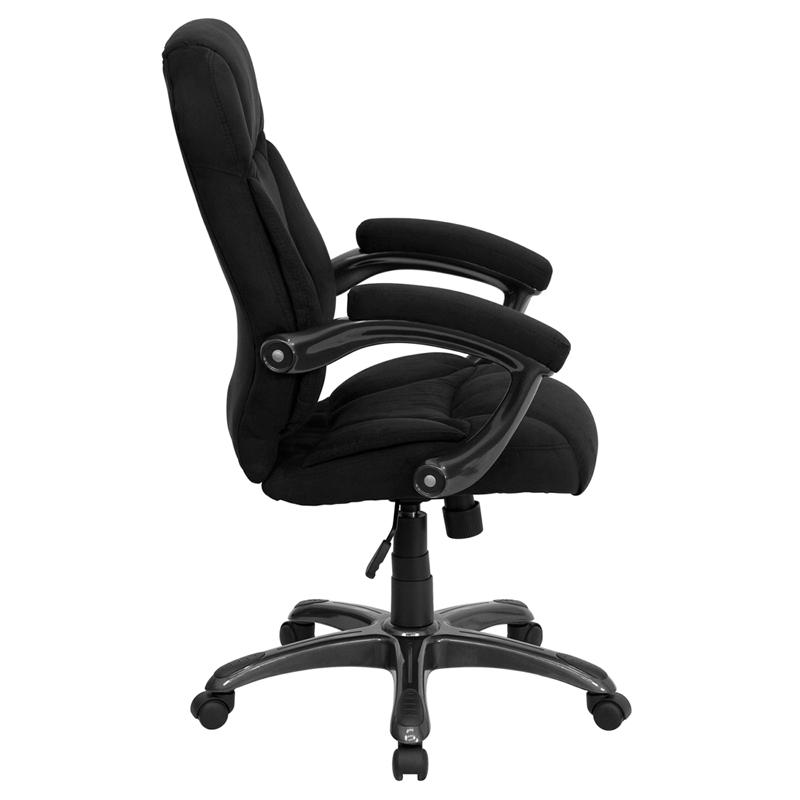 High Back Black Microfiber Contemporary Executive Swivel Ergonomic Office Chair with Arms. Picture 2