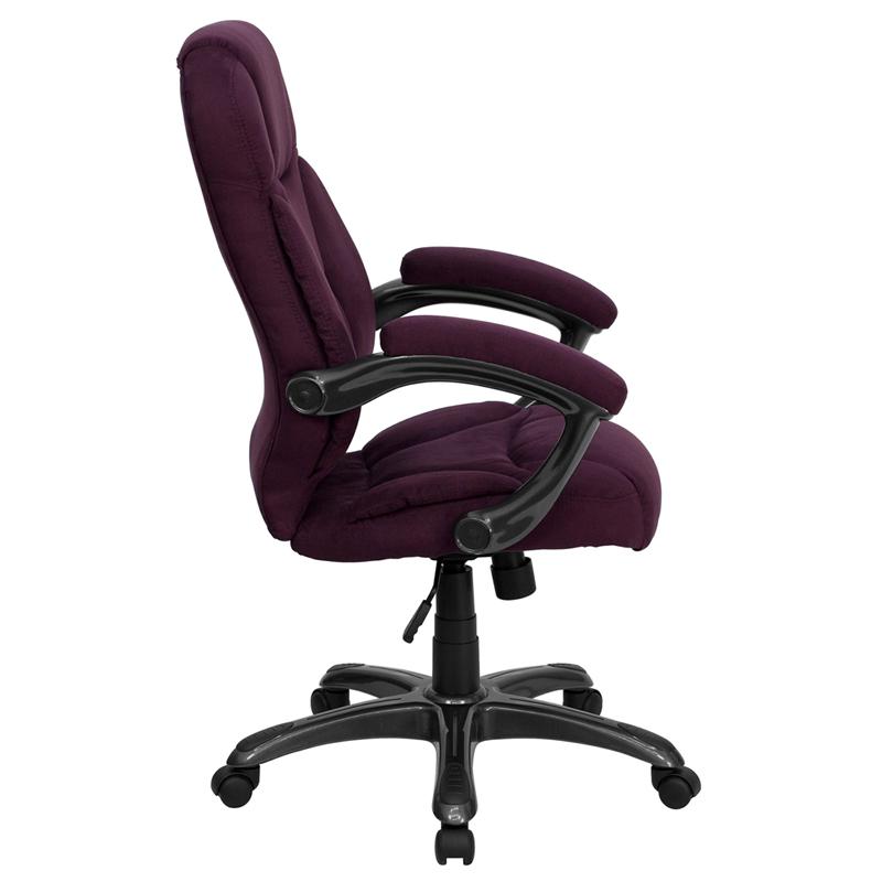 High Back Grape Microfiber Contemporary Executive Swivel Ergonomic Office Chair with Arms. Picture 2