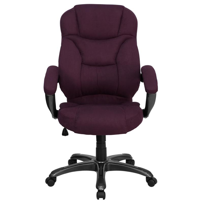High Back Grape Microfiber Contemporary Executive Swivel Ergonomic Office Chair with Arms. Picture 4