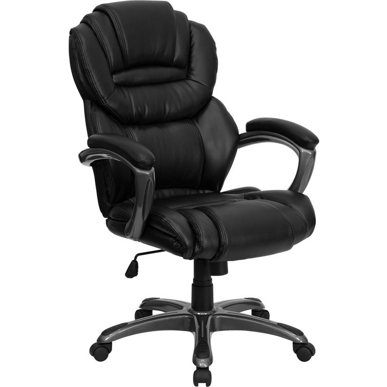 High Back Black LeatherSoft Executive Swivel Ergonomic Office Chair with Arms. Picture 1
