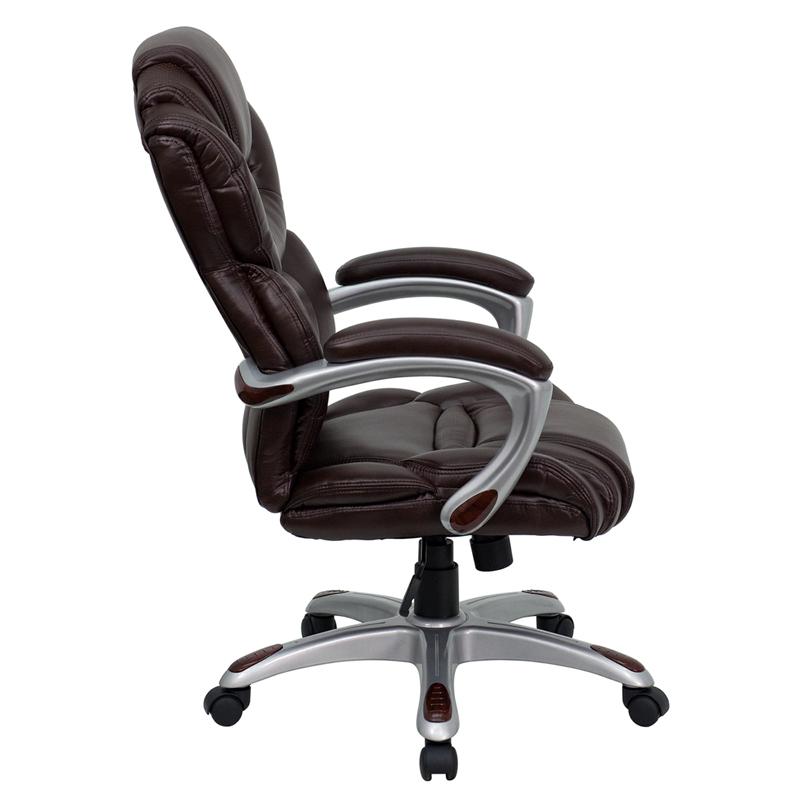 High Back Brown LeatherSoft Executive Swivel Ergonomic Office Chair with Arms. Picture 2