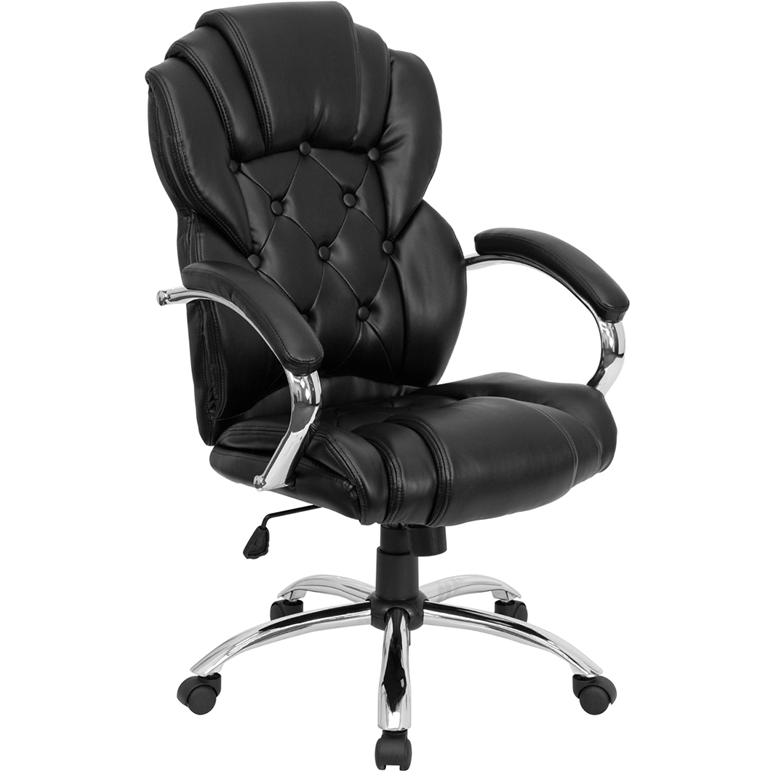 High Back Style Black LeatherSoft Executive Swivel Office Chair with Arms. Picture 1