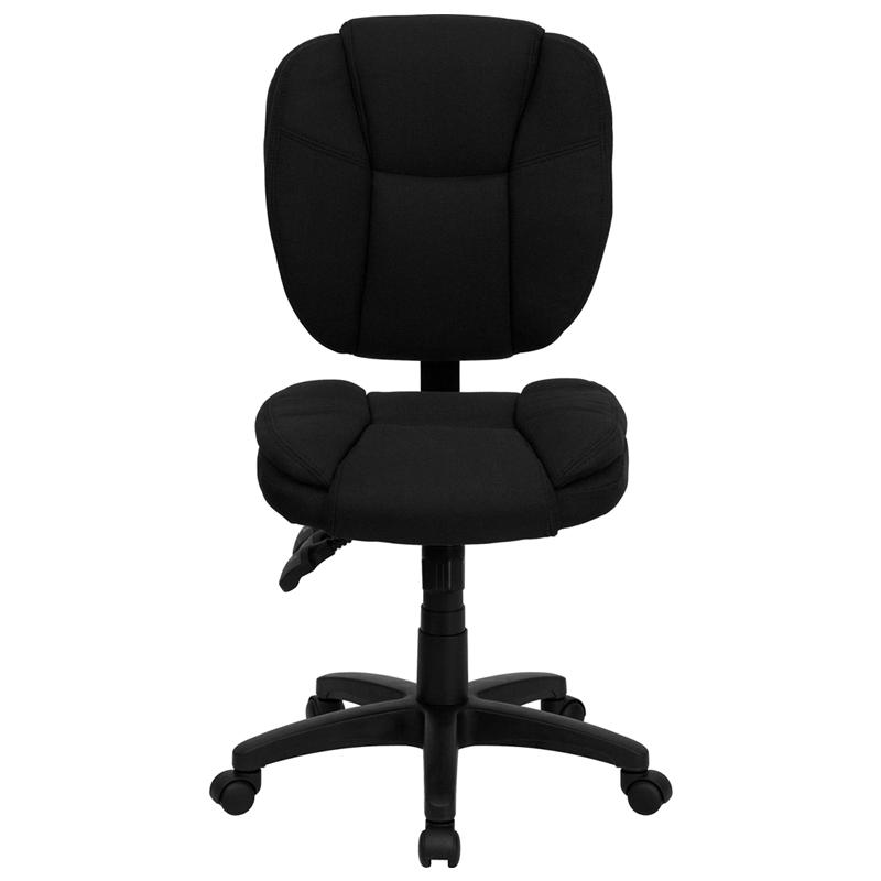 Mid-Back Black Fabric Multifunction Swivel Task Office Chair. Picture 4