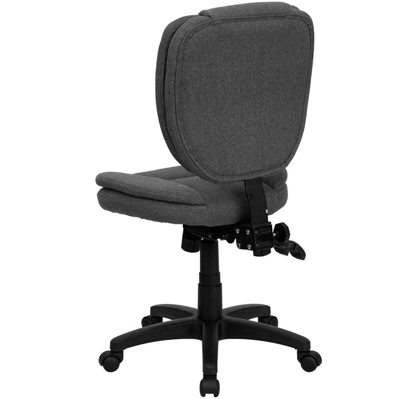 Mid-Back Gray Fabric Multifunction Swivel Ergonomic Task Office Chair with Pillow Top Cushioning. Picture 3
