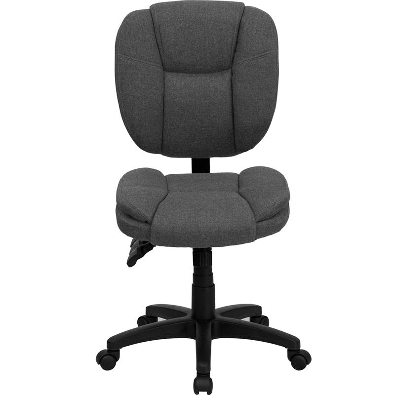 Mid-Back Gray Fabric Multifunction Swivel Ergonomic Task Office Chair with Pillow Top Cushioning. Picture 4