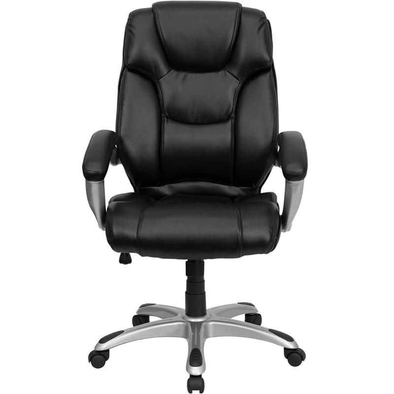High Back Black Layered Upholstered Executive Swivel Office Chair. Picture 4
