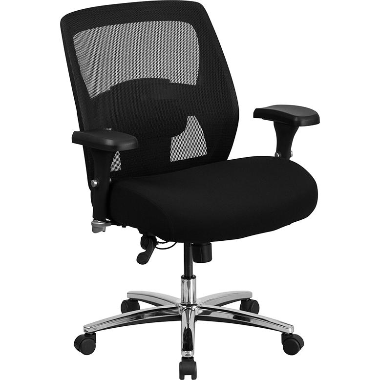 HERCULES Series 24/7 Intensive Use Big & Tall 500 lb. Rated Black Mesh Executive Ergonomic Office Chair with Ratchet Back. The main picture.