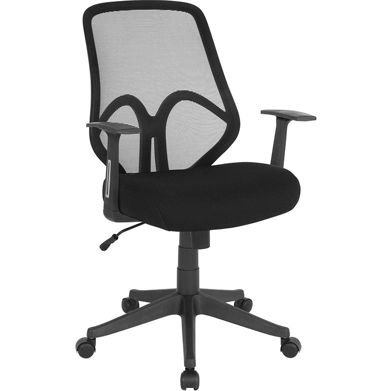 Salerno Series High Back Black Mesh Office Chair with Arms. Picture 1