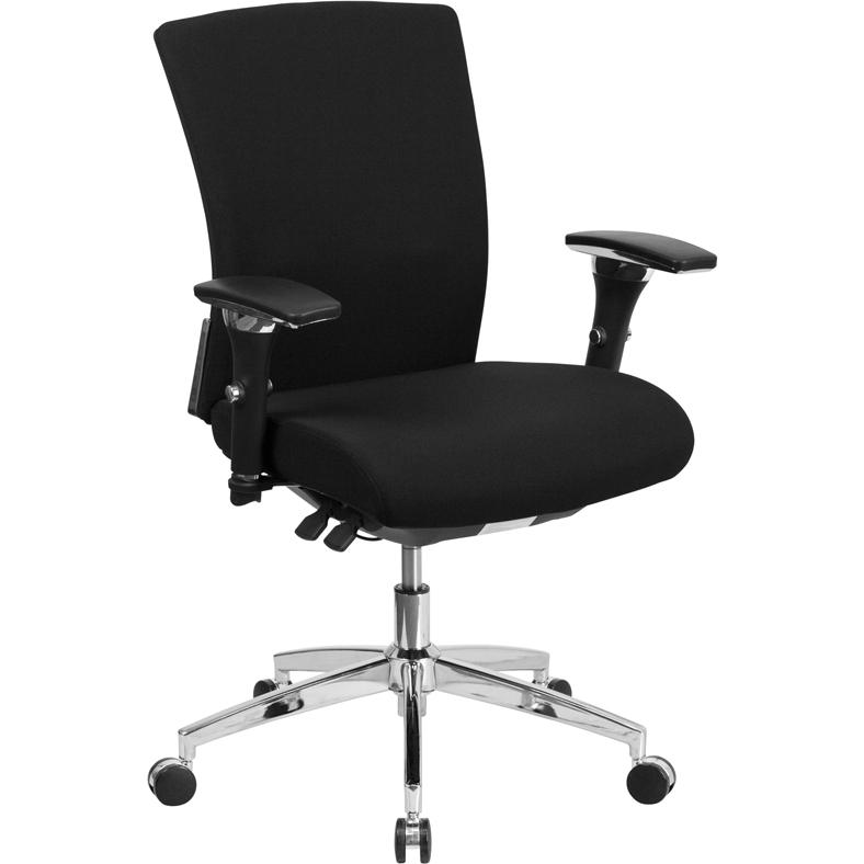 300 lb. Rated Black Fabric Multifunction Office Chair with Seat Slider. Picture 1
