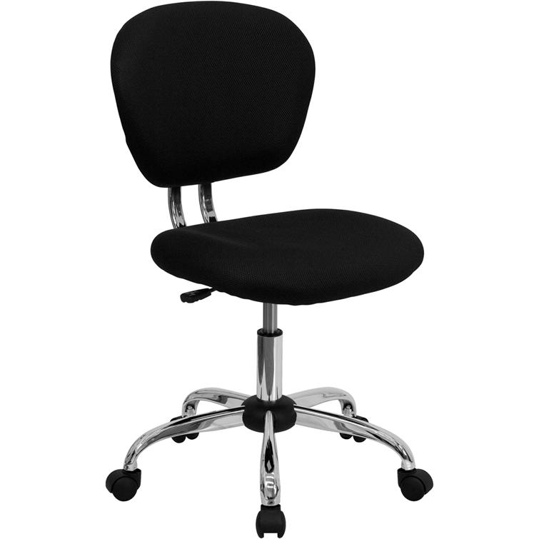 Mid-Back Black Mesh Padded Swivel Task Office Chair with Chrome Base. Picture 1