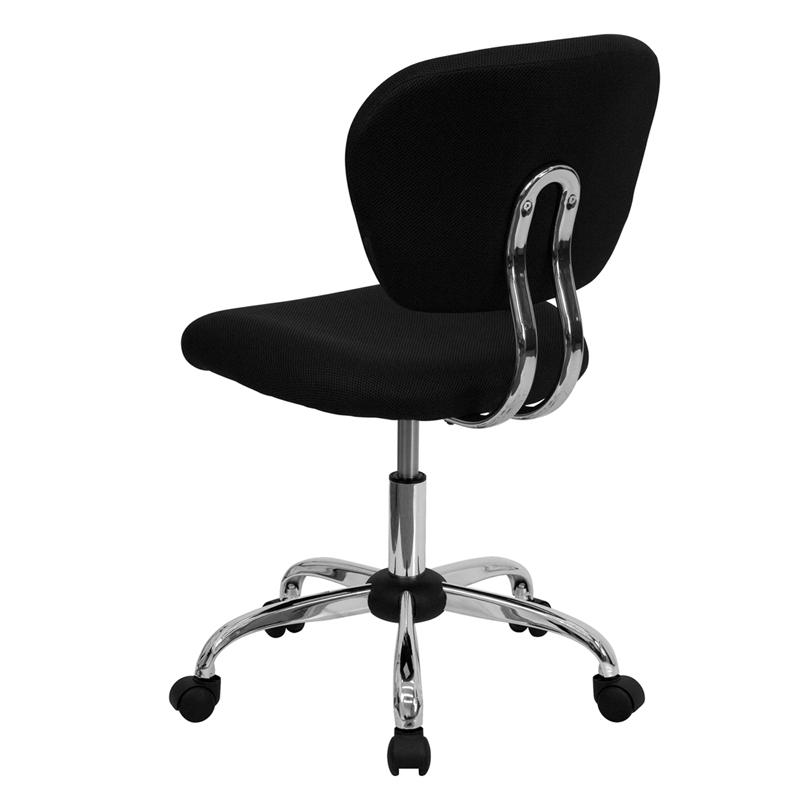 Mid-Back Black Mesh Padded Swivel Task Office Chair with Chrome Base. Picture 3