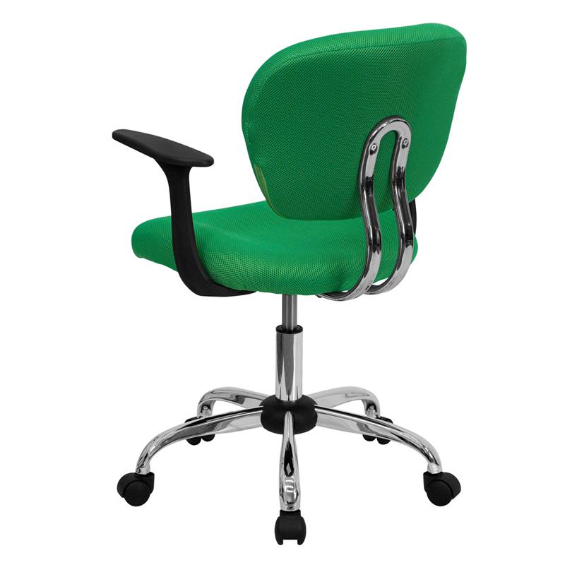 Mid-Back Bright Green Mesh Padded Swivel Task Office Chair with Chrome Base and Arms. Picture 3