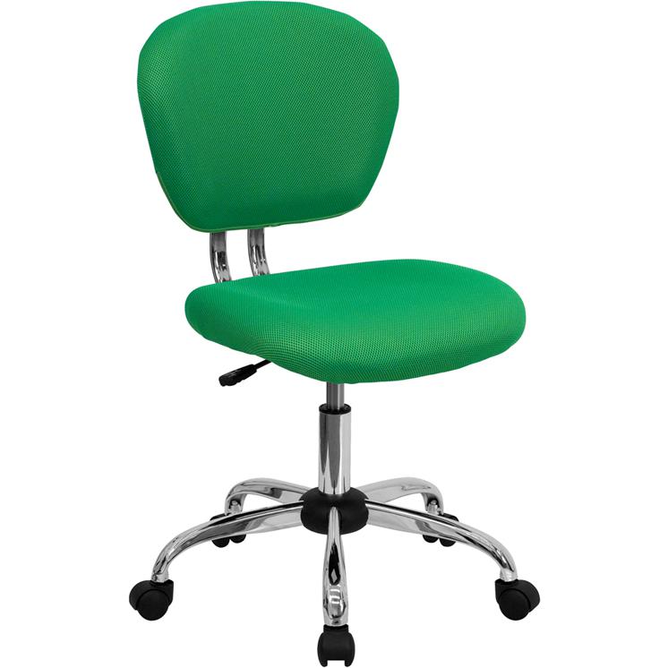 Mid-Back Bright Green Mesh Padded Swivel Task Office Chair with Chrome Base. Picture 1