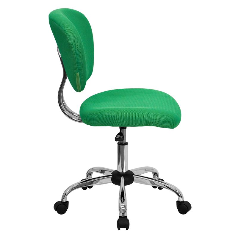 Mid-Back Bright Green Mesh Padded Swivel Task Office Chair with Chrome Base. Picture 2
