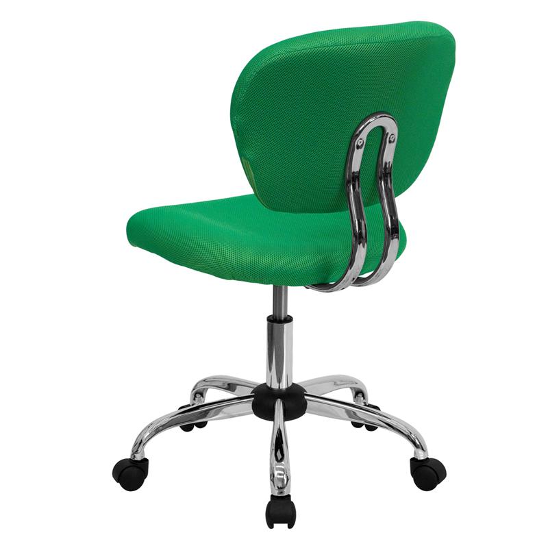 Mid-Back Bright Green Mesh Padded Swivel Task Office Chair with Chrome Base. Picture 3