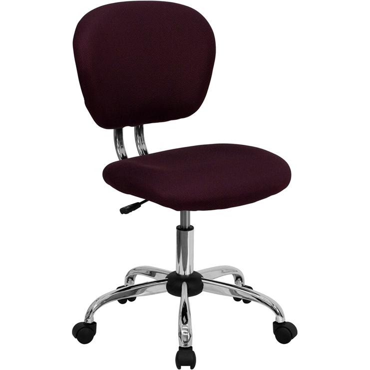 Mid-Back Burgundy Mesh Padded Swivel Task Office Chair with Chrome Base. Picture 1