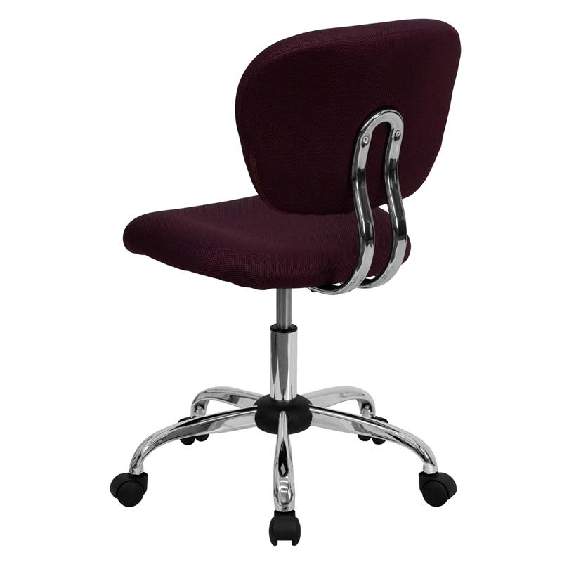 Mid-Back Burgundy Mesh Padded Swivel Task Office Chair with Chrome Base. Picture 3