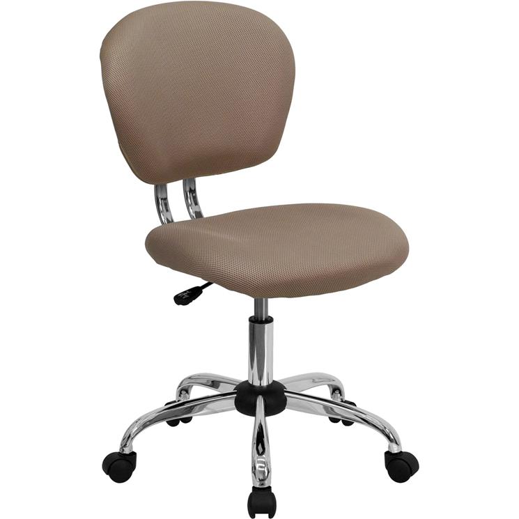 Mid-Back Coffee Brown Mesh Padded Swivel Task Office Chair with Chrome Base. Picture 1