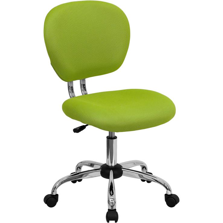 Mid-Back Apple Green Mesh Padded Swivel Task Office Chair with Chrome Base. The main picture.