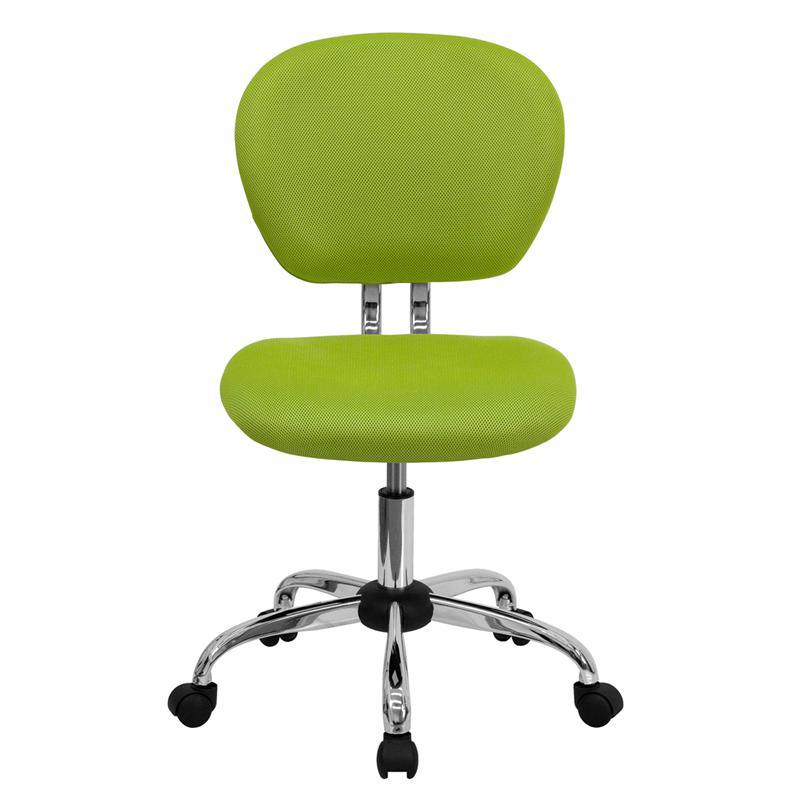 Mid-Back Apple Green Mesh Padded Swivel Task Office Chair with Chrome Base. Picture 4