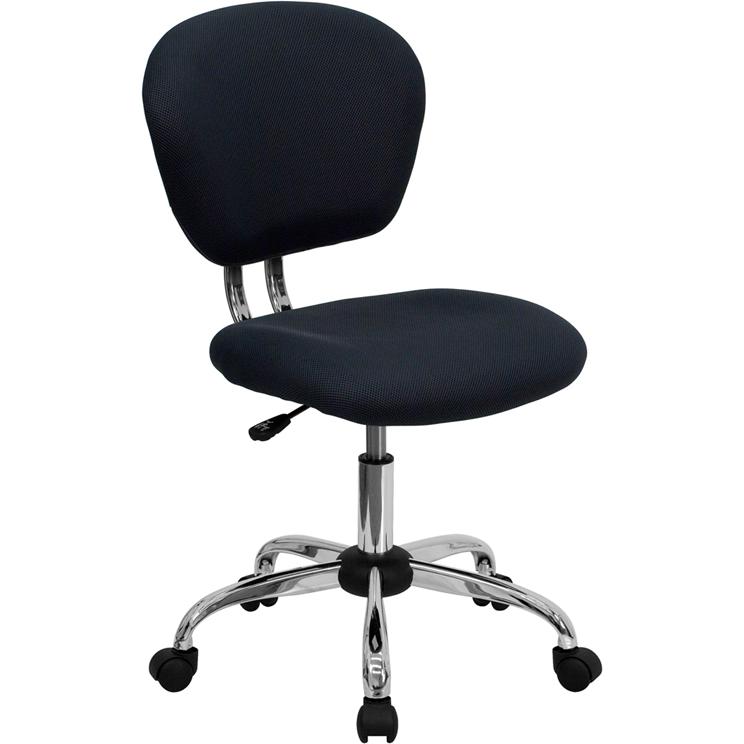 Mid-Back Gray Mesh Padded Swivel Task Office Chair with Chrome Base. Picture 1