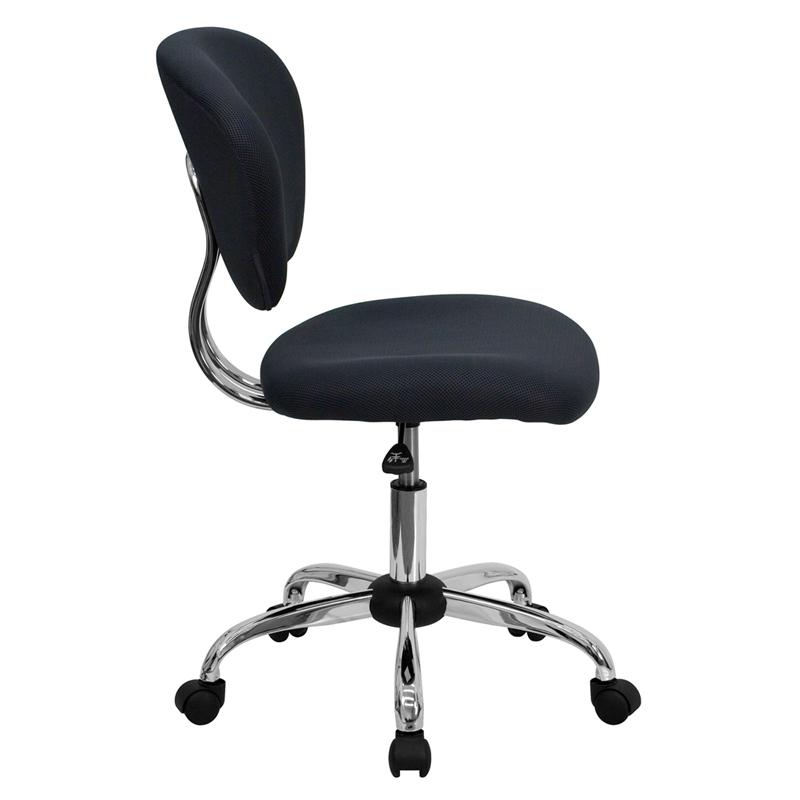Mid-Back Gray Mesh Padded Swivel Task Office Chair with Chrome Base. Picture 2