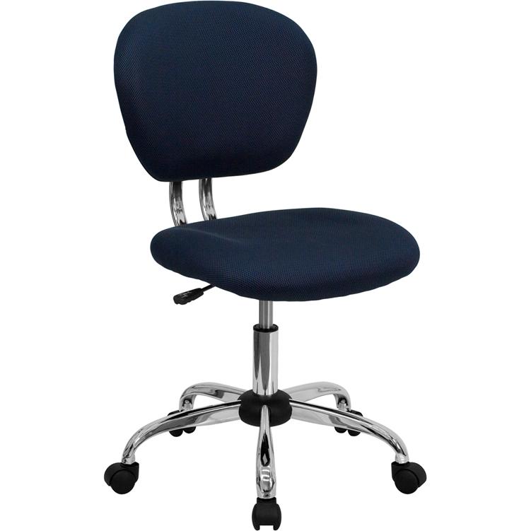 Mid-Back Navy Mesh Padded Swivel Task Office Chair with Chrome Base. Picture 1