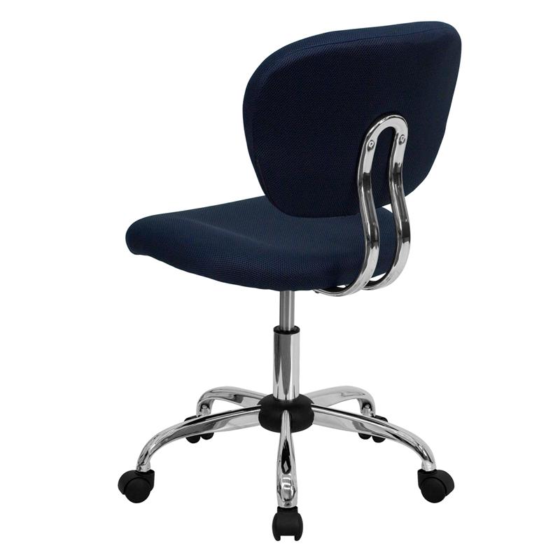 Mid-Back Navy Mesh Padded Swivel Task Office Chair with Chrome Base. Picture 3