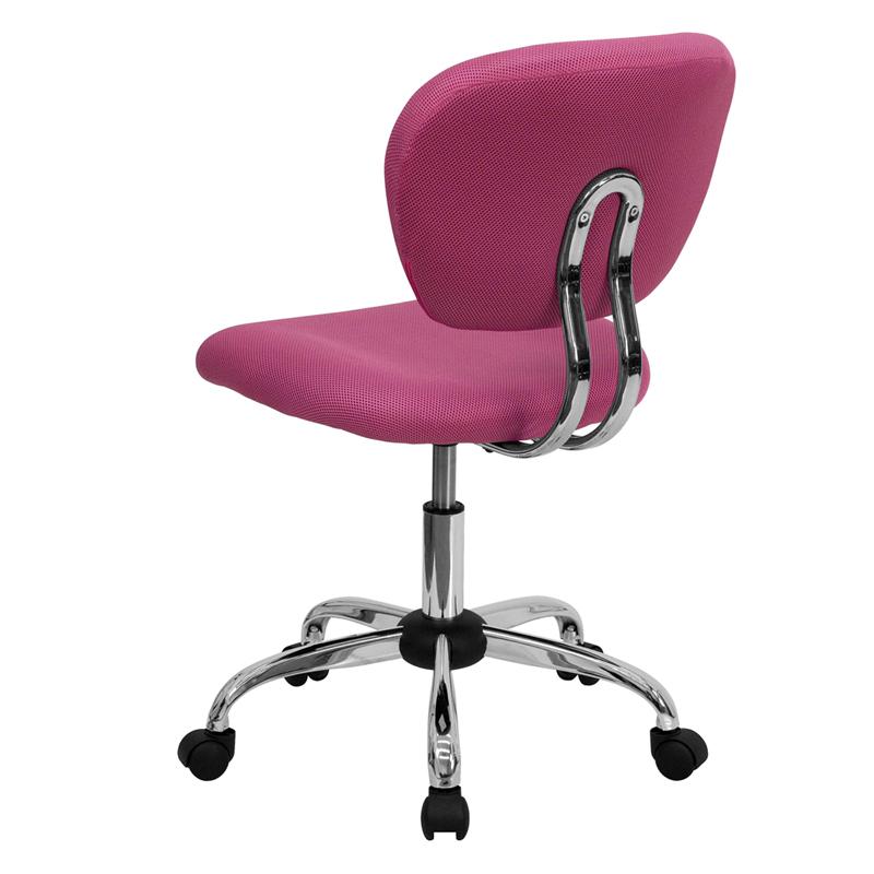 Mid-Back Pink Mesh Padded Swivel Task Office Chair with Chrome Base. Picture 3