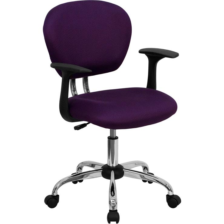 Mid-Back Purple Mesh Padded Swivel Task Office Chair with Chrome Base and Arms. Picture 1