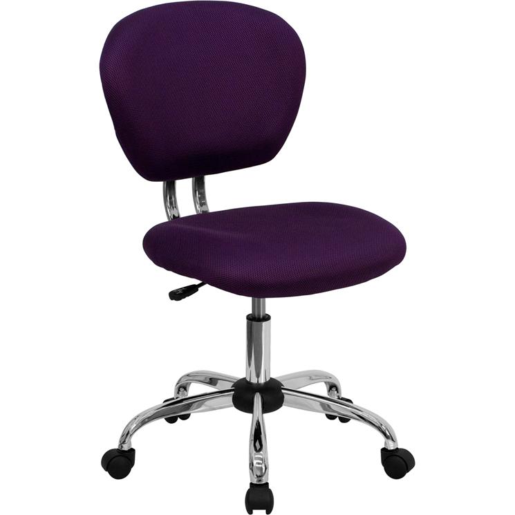 Mid-Back Purple Mesh Padded Swivel Task Office Chair with Chrome Base. Picture 1