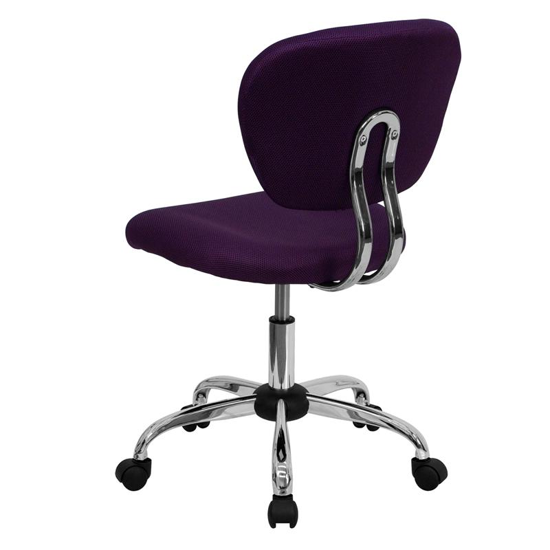 Mid-Back Purple Mesh Padded Swivel Task Office Chair with Chrome Base. Picture 3
