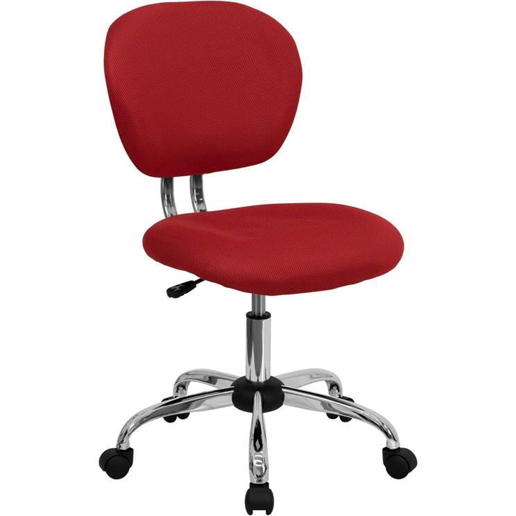 Mid-Back Red Mesh Padded Swivel Task Office Chair with Chrome Base. The main picture.