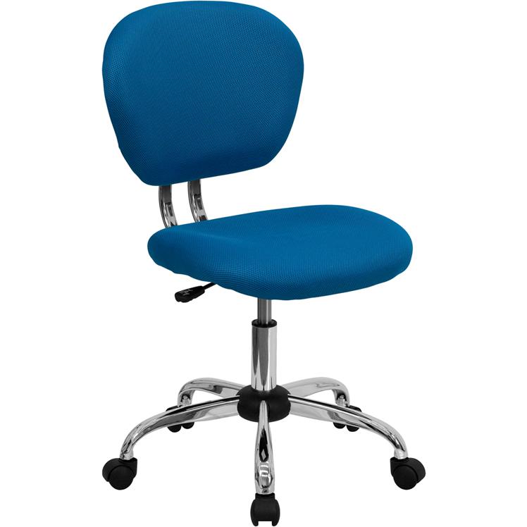Mid-Back Turquoise Mesh Padded Swivel Task Office Chair with Chrome Base. Picture 1