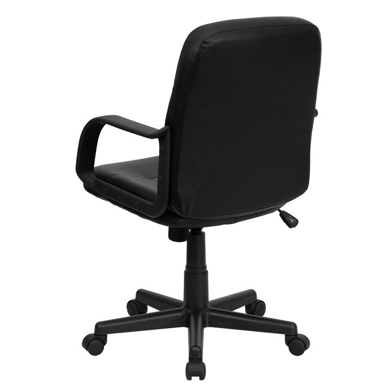 Mid-Back Black Glove Vinyl Executive Swivel Office Chair with Arms. Picture 3