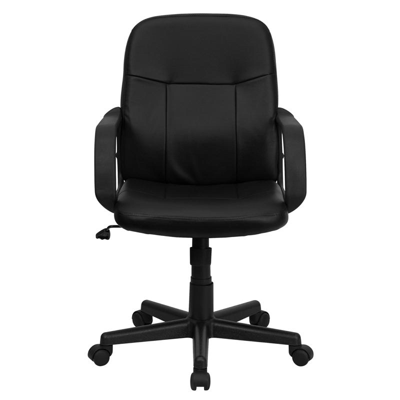 Mid-Back Black Glove Vinyl Executive Swivel Office Chair with Arms. Picture 4