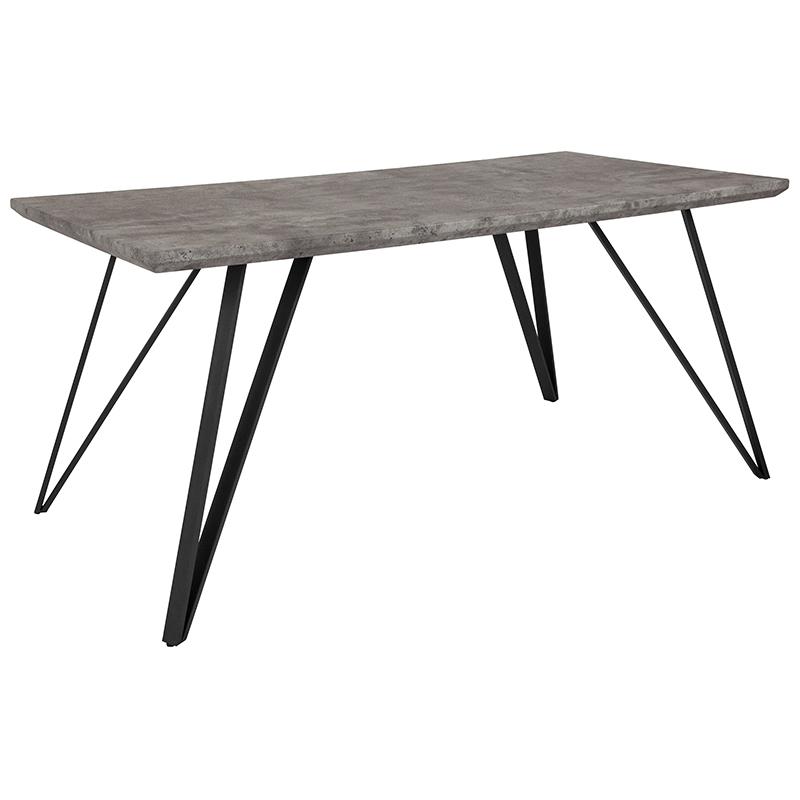 31.5" x 63" Rectangular Dining Table in Faux Concrete Finish. Picture 1