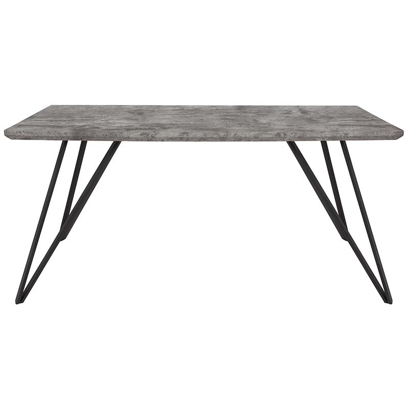 31.5" x 63" Rectangular Dining Table in Faux Concrete Finish. Picture 2