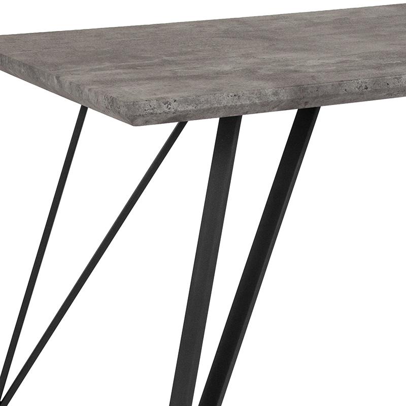 31.5" x 63" Rectangular Dining Table in Faux Concrete Finish. Picture 3