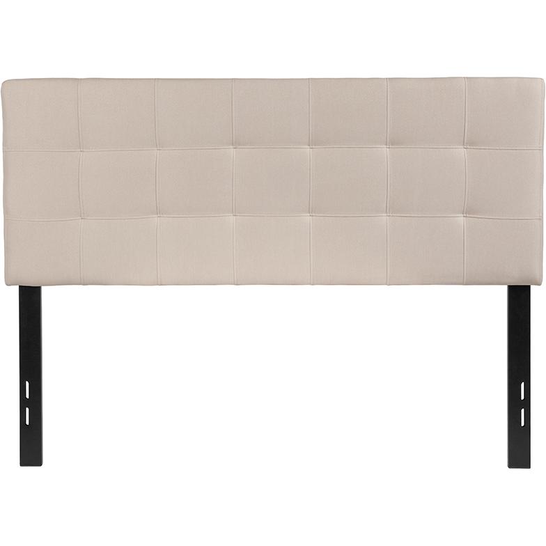 Bedford Tufted Upholstered Full Size Headboard in Beige Fabric. Picture 2