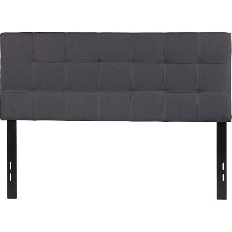 Bedford Tufted Upholstered Full Size Headboard in Dark Gray Fabric. Picture 2