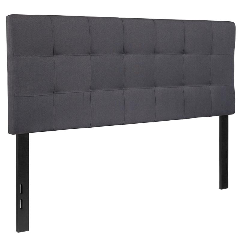 Bedford Tufted Upholstered Full Size Headboard in Dark Gray Fabric. Picture 3