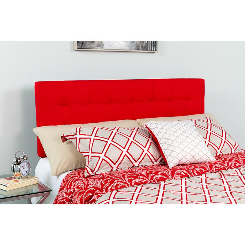 Bedford Tufted Upholstered Full Size Headboard in Red Fabric. The main picture.