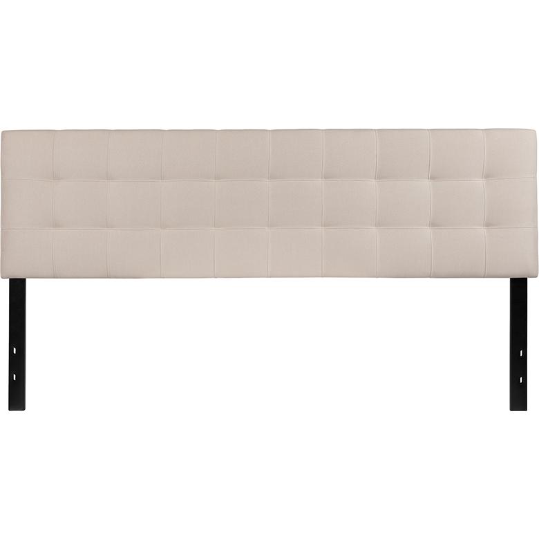 Tufted Upholstered King Size Headboard in Beige Fabric. Picture 2