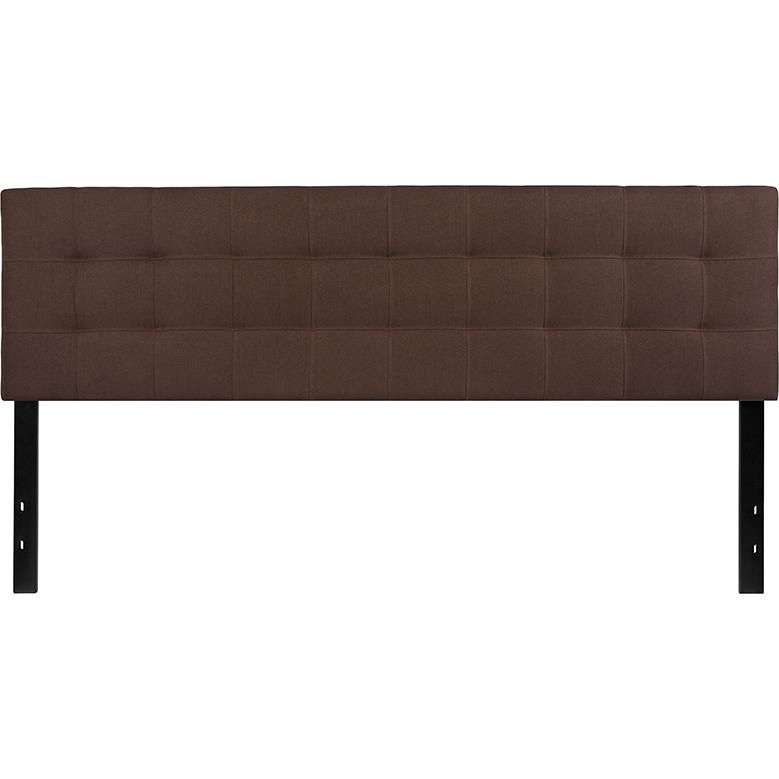 Bedford Tufted Upholstered King Size Headboard in Dark Brown Fabric. Picture 2