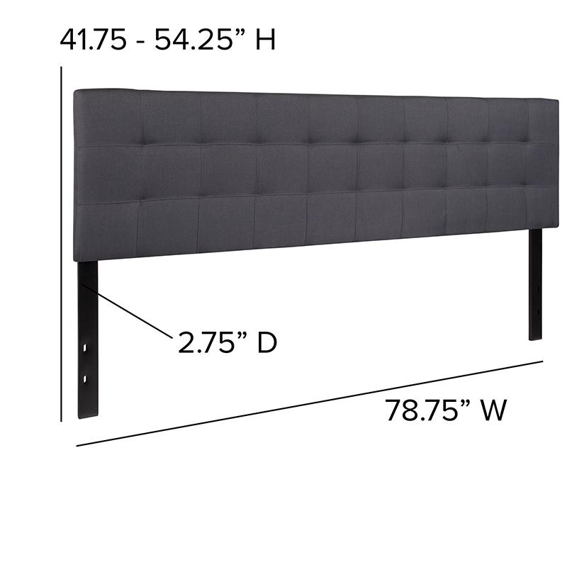 Bedford Tufted Upholstered King Size Headboard in Dark Gray Fabric. Picture 3