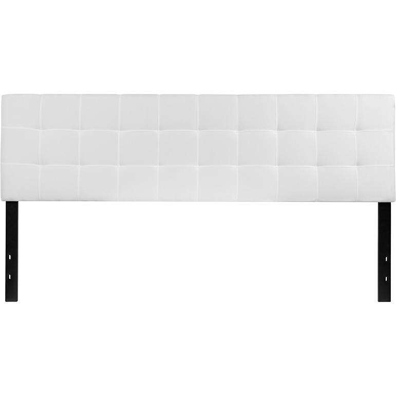 Tufted Upholstered King Size Headboard in White Fabric. Picture 2