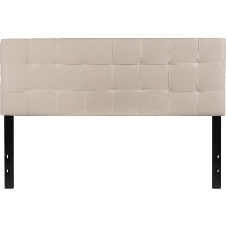 Tufted Upholstered Queen Size Headboard in Beige Fabric. Picture 2