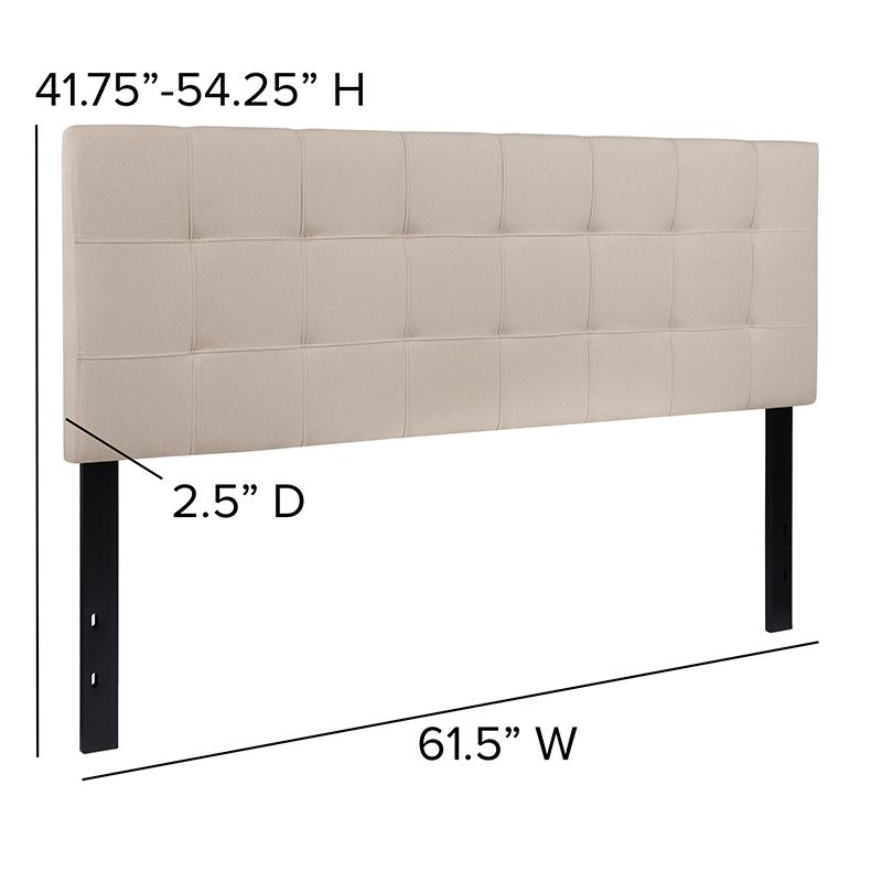 Tufted Upholstered Queen Size Headboard in Beige Fabric. Picture 3